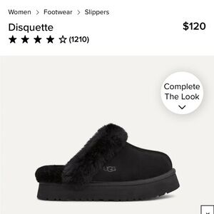 UGG Black Fuzzy Slippers size 8